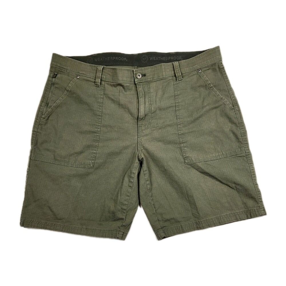 Weatherproof Ripstop Shorts Olive Green Mens 38 Flex Waistband Utility Weave